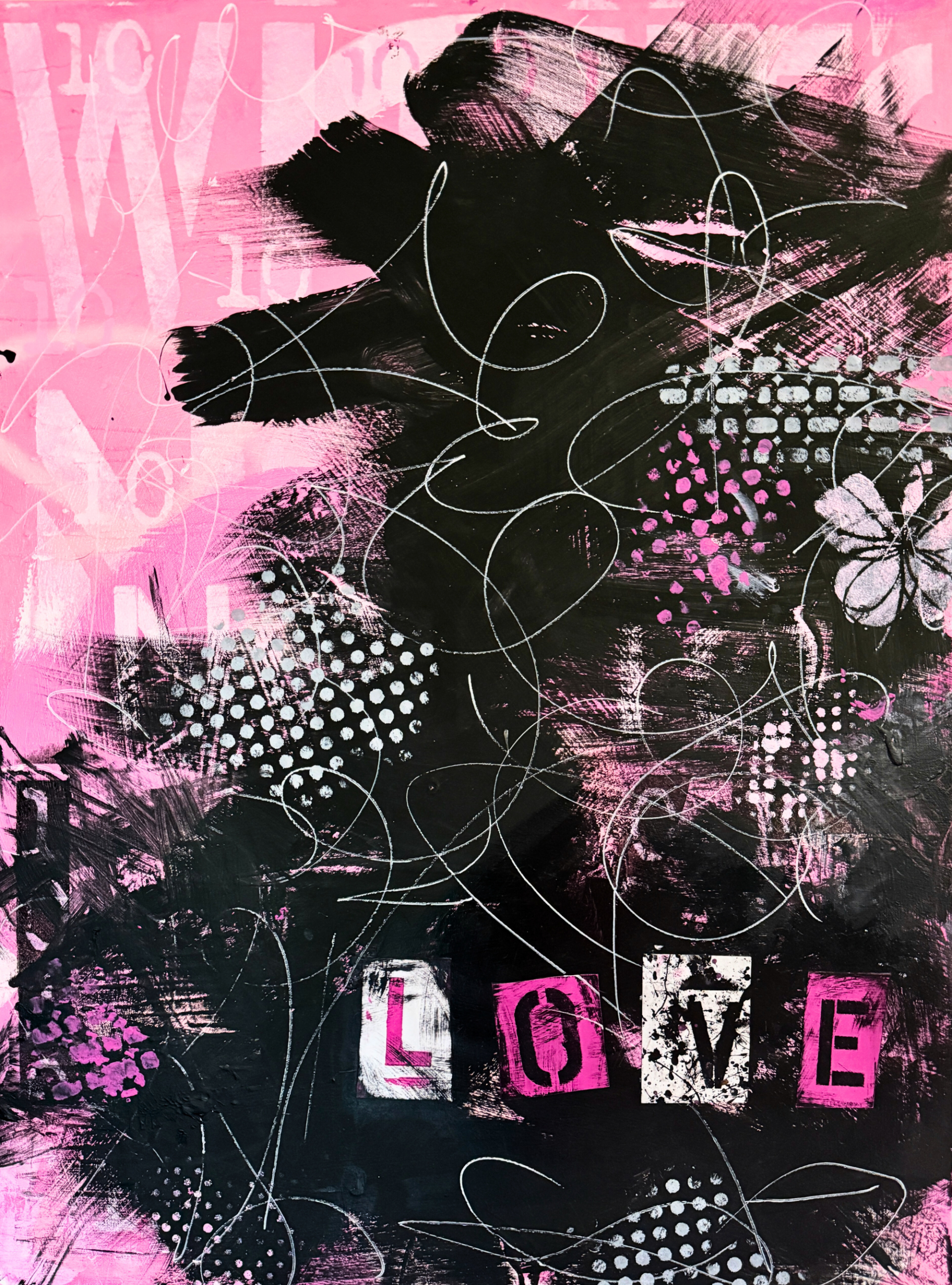 "What's not to Love" Mixed Media on Canvas 36" x48"
