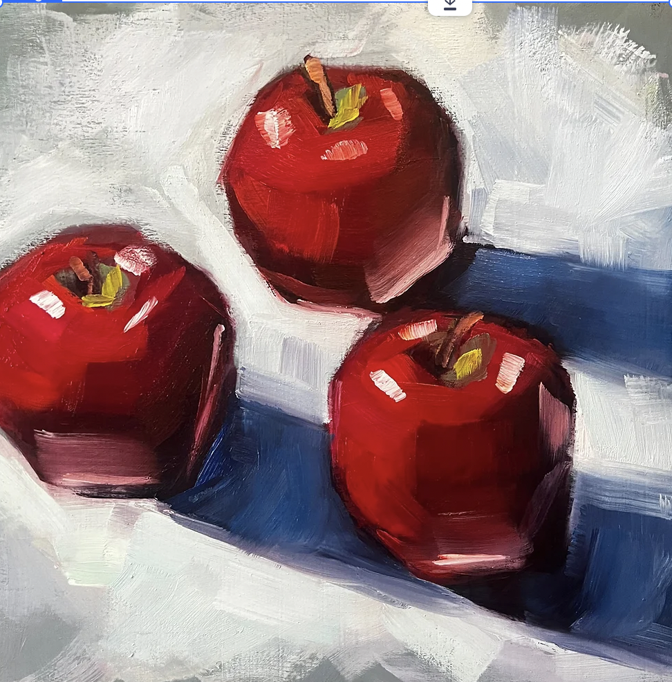 "Three Apples" Oil on Canvas 12" x 12"